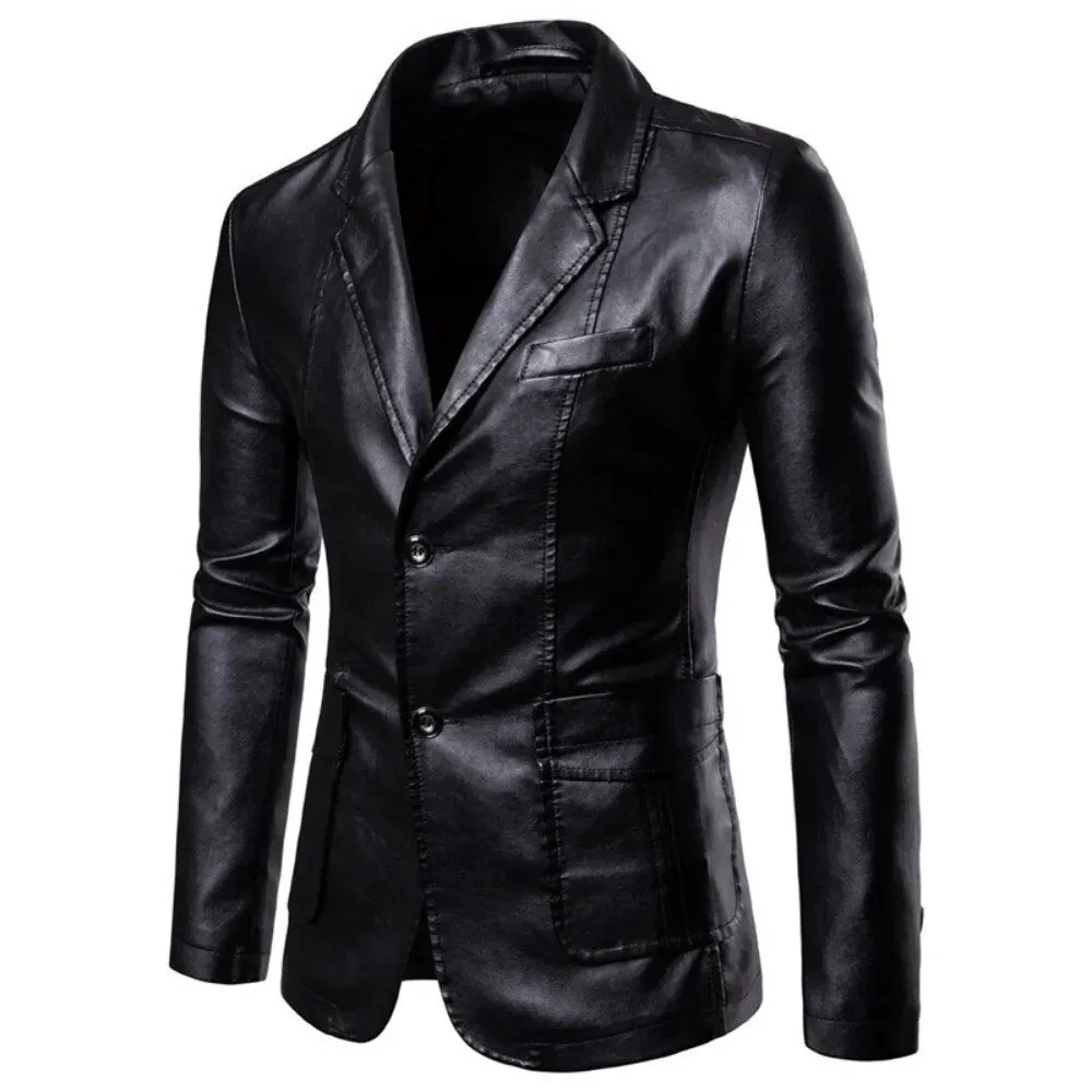 Men Business PU Blazers Jacket