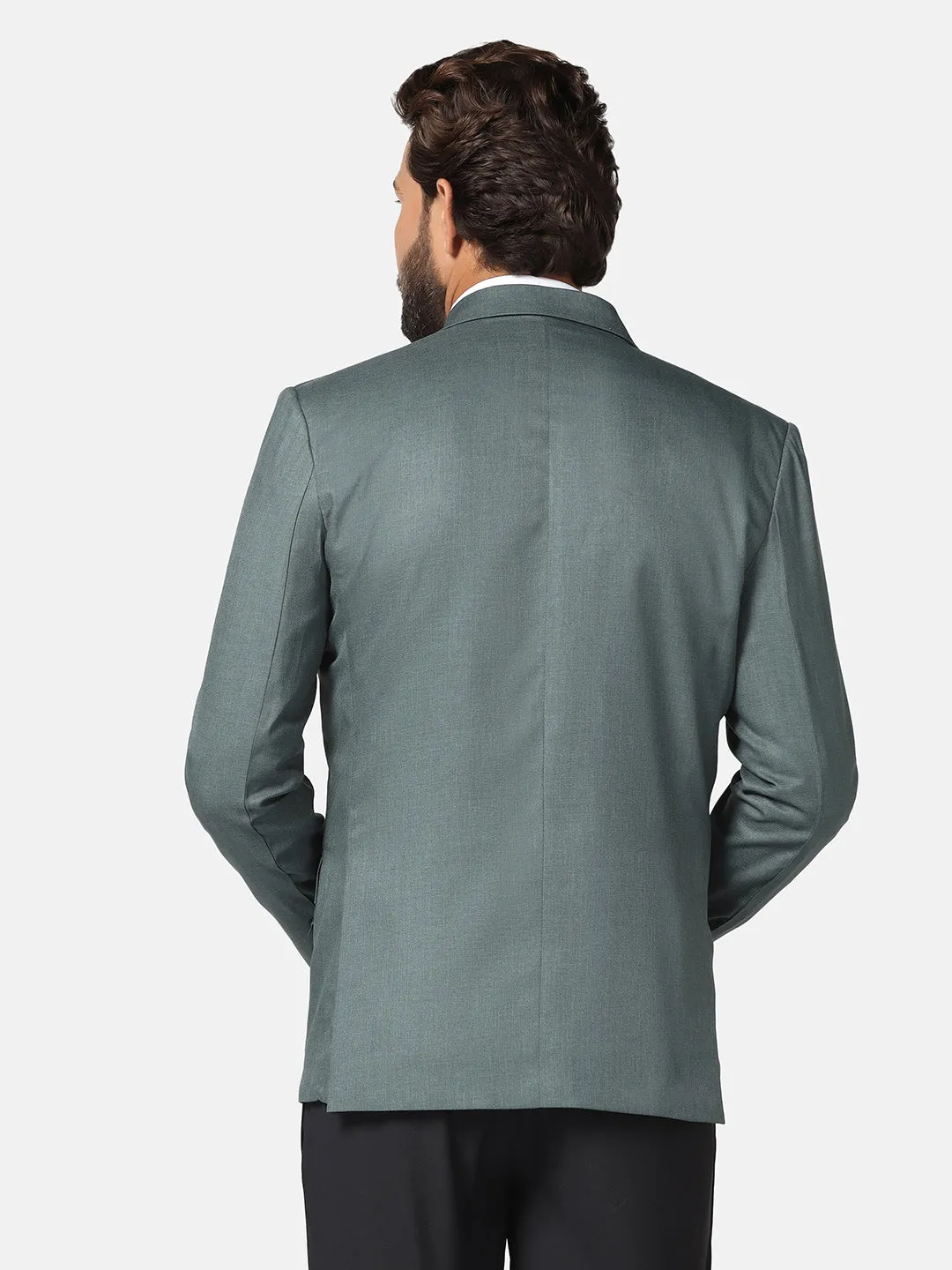 Men Green solid Blazer