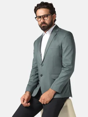 Men Green solid Blazer