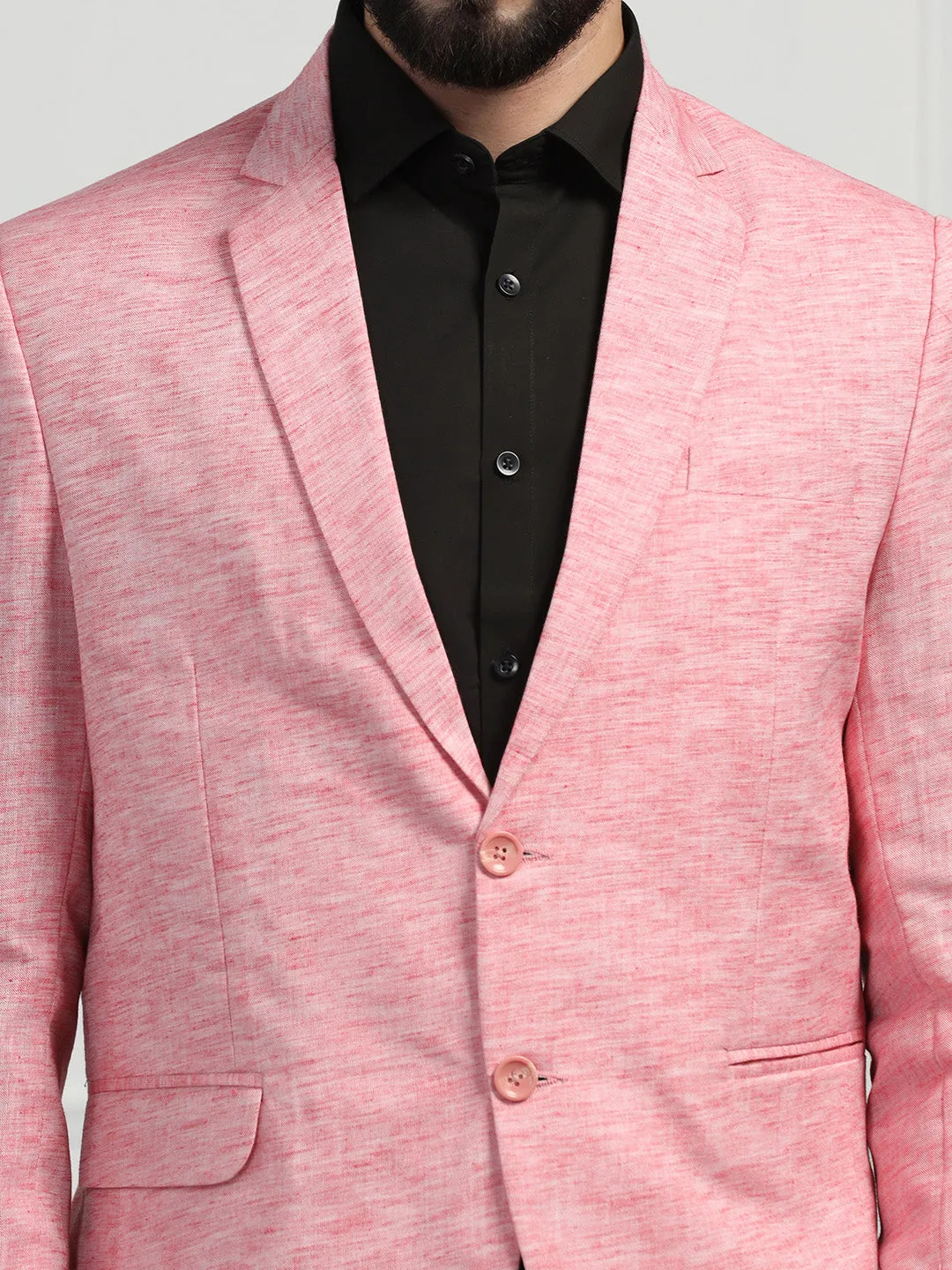 Men Linen Pink Blazer