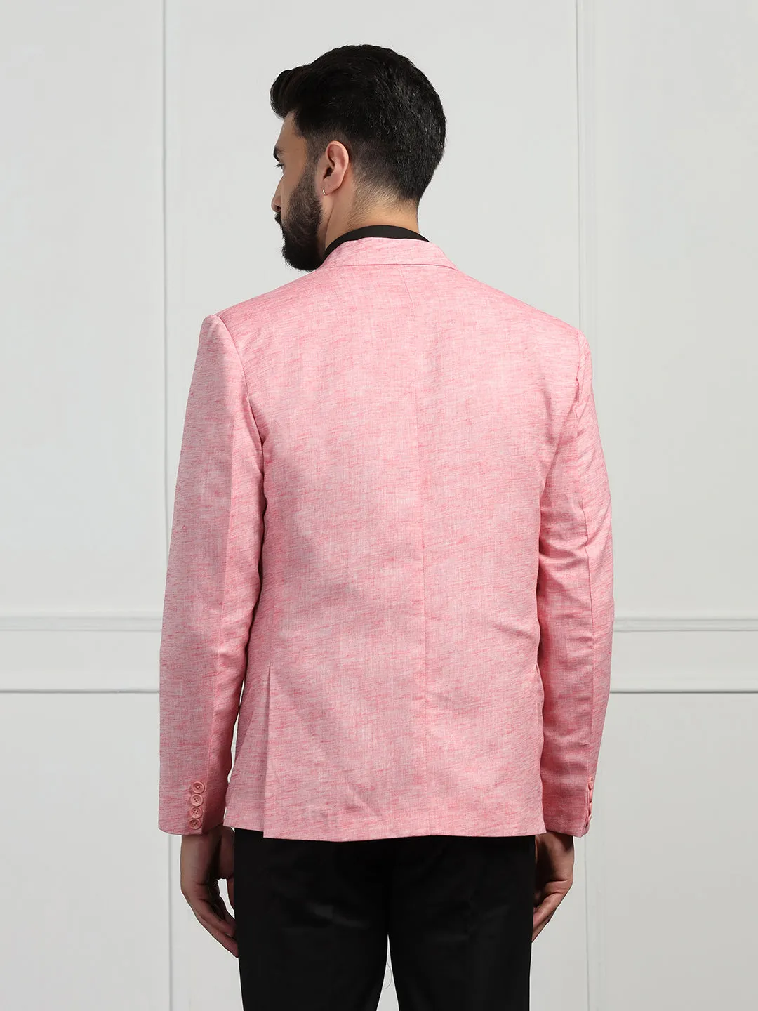Men Linen Pink Blazer