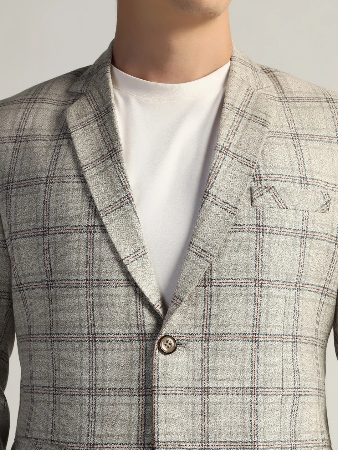 Mens Grey Checked Tweed Blazer