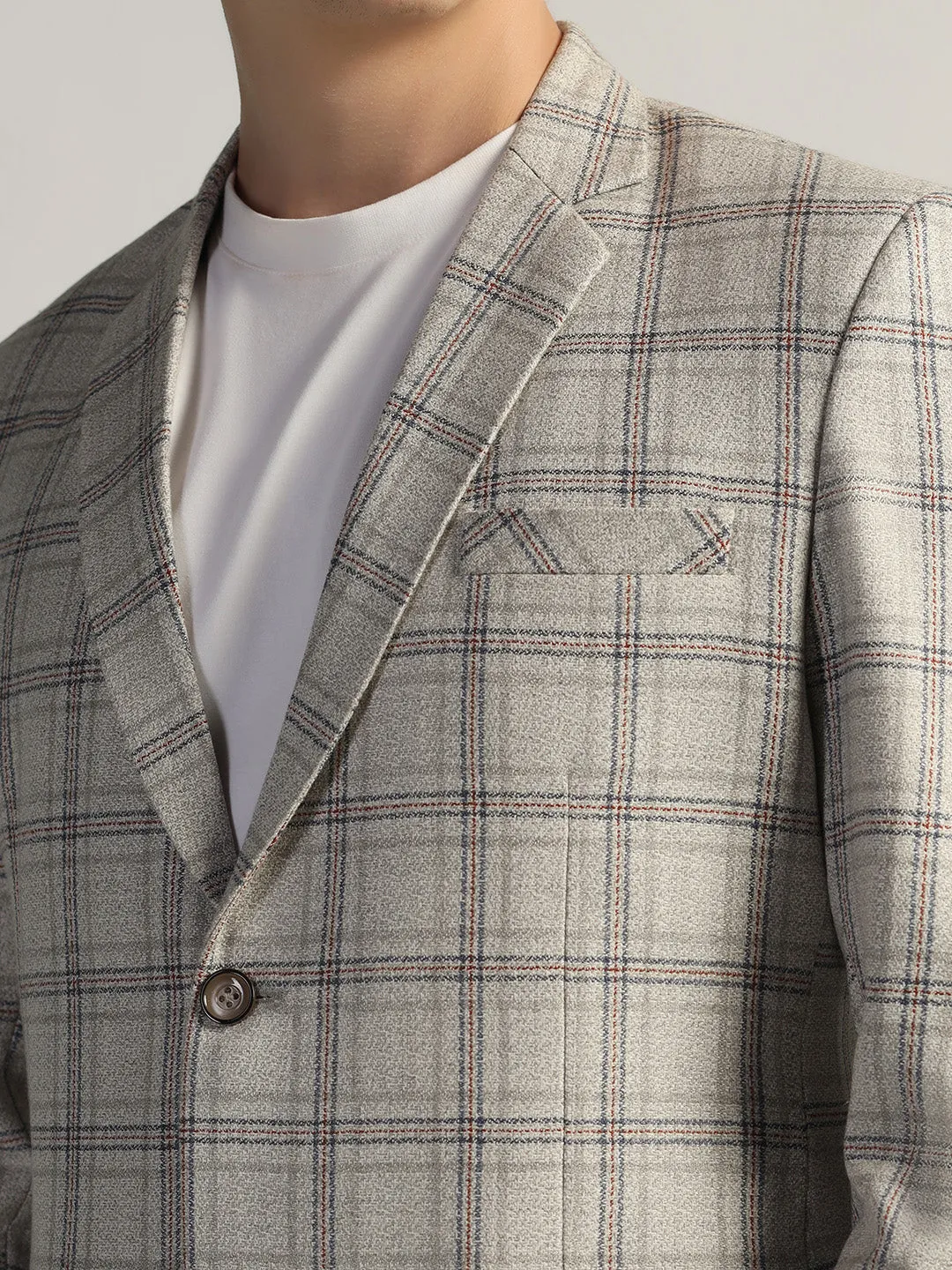Mens Grey Checked Tweed Blazer