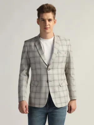 Mens Grey Checked Tweed Blazer