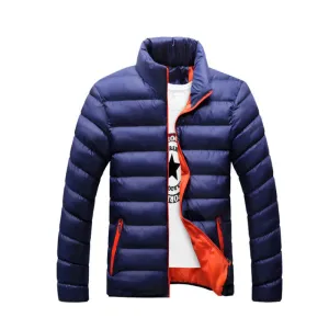 Mens Jackets And Coats Stand Collar Navy Blue Cotton Jacket Fashion Brand Clothing Coats Jacket Men Large Size 4XL