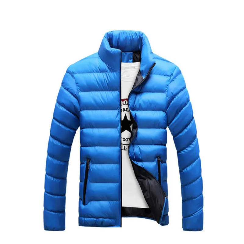 Mens Jackets And Coats Stand Collar Navy Blue Cotton Jacket Fashion Brand Clothing Coats Jacket Men Large Size 4XL