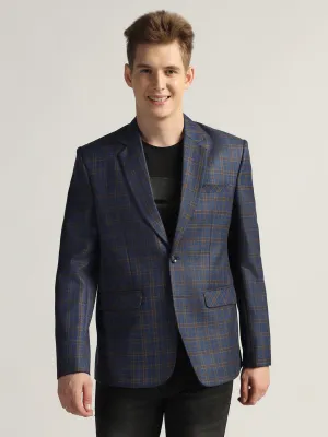 Men's Royal Blue Checked Tweed Blazer