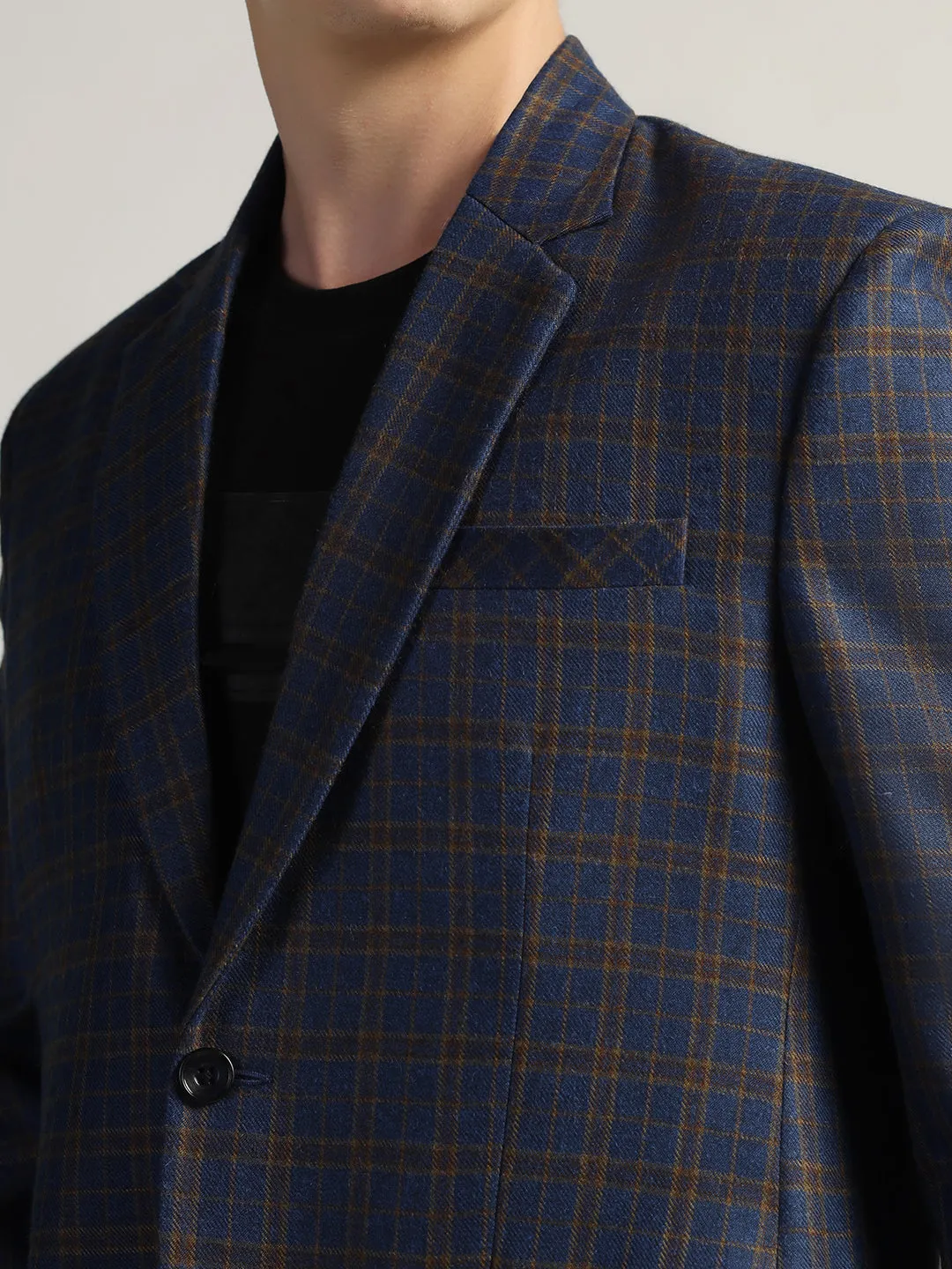 Men's Royal Blue Checked Tweed Blazer