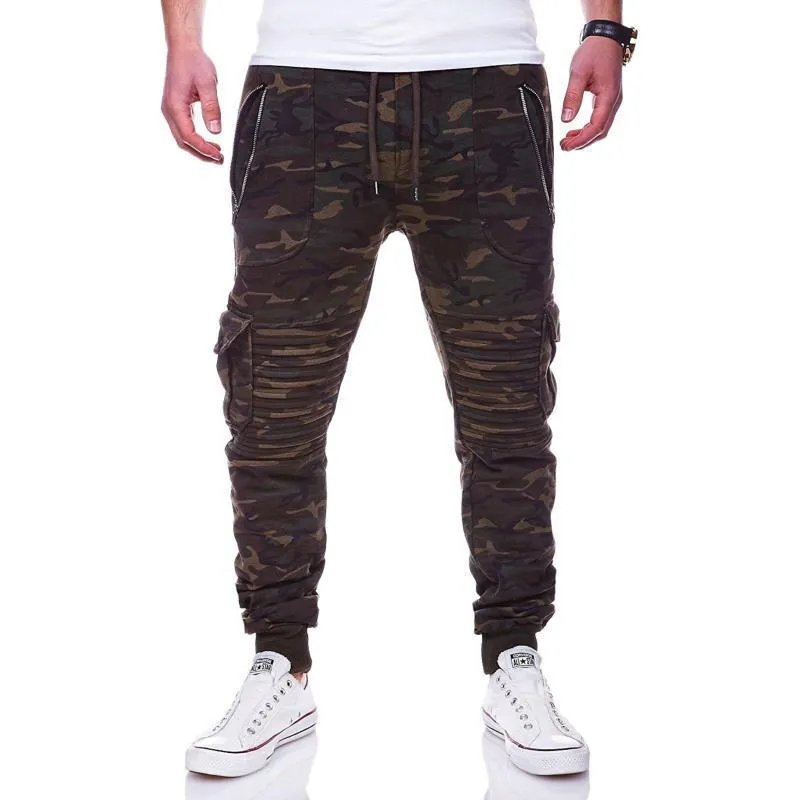 Men's Striped Pleated Casual Sports Pants