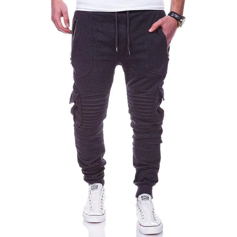 Men's Striped Pleated Casual Sports Pants