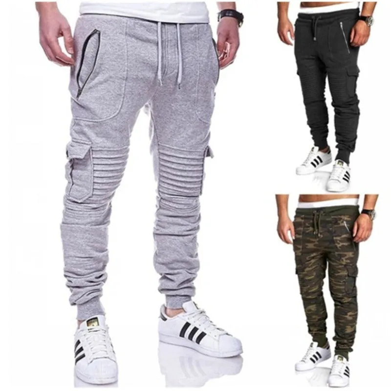 Men's Striped Pleated Casual Sports Pants