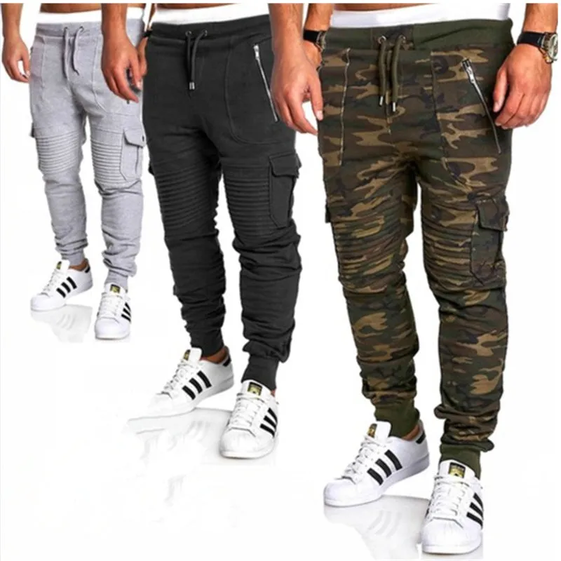 Men's Striped Pleated Casual Sports Pants