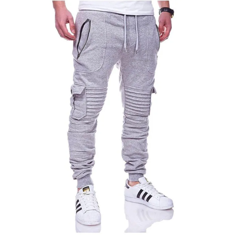 Men's Striped Pleated Casual Sports Pants