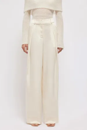 Mercer Pleated Pant in Ecru