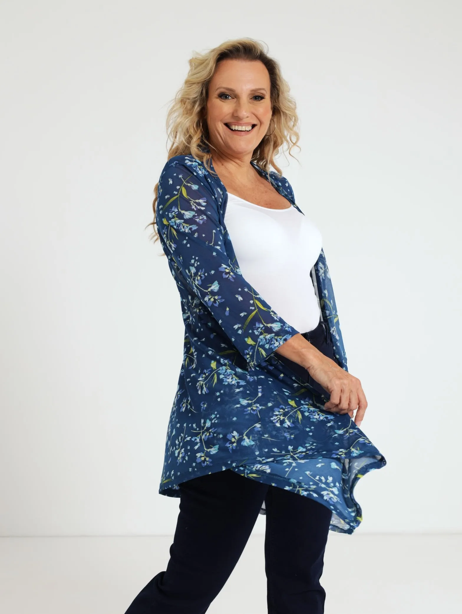 Mesh Waterfall Jacket - Blue
