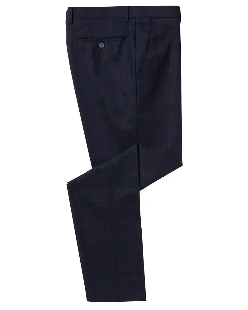 Micro Check Peak Lapel Trouser - Navy / Brown