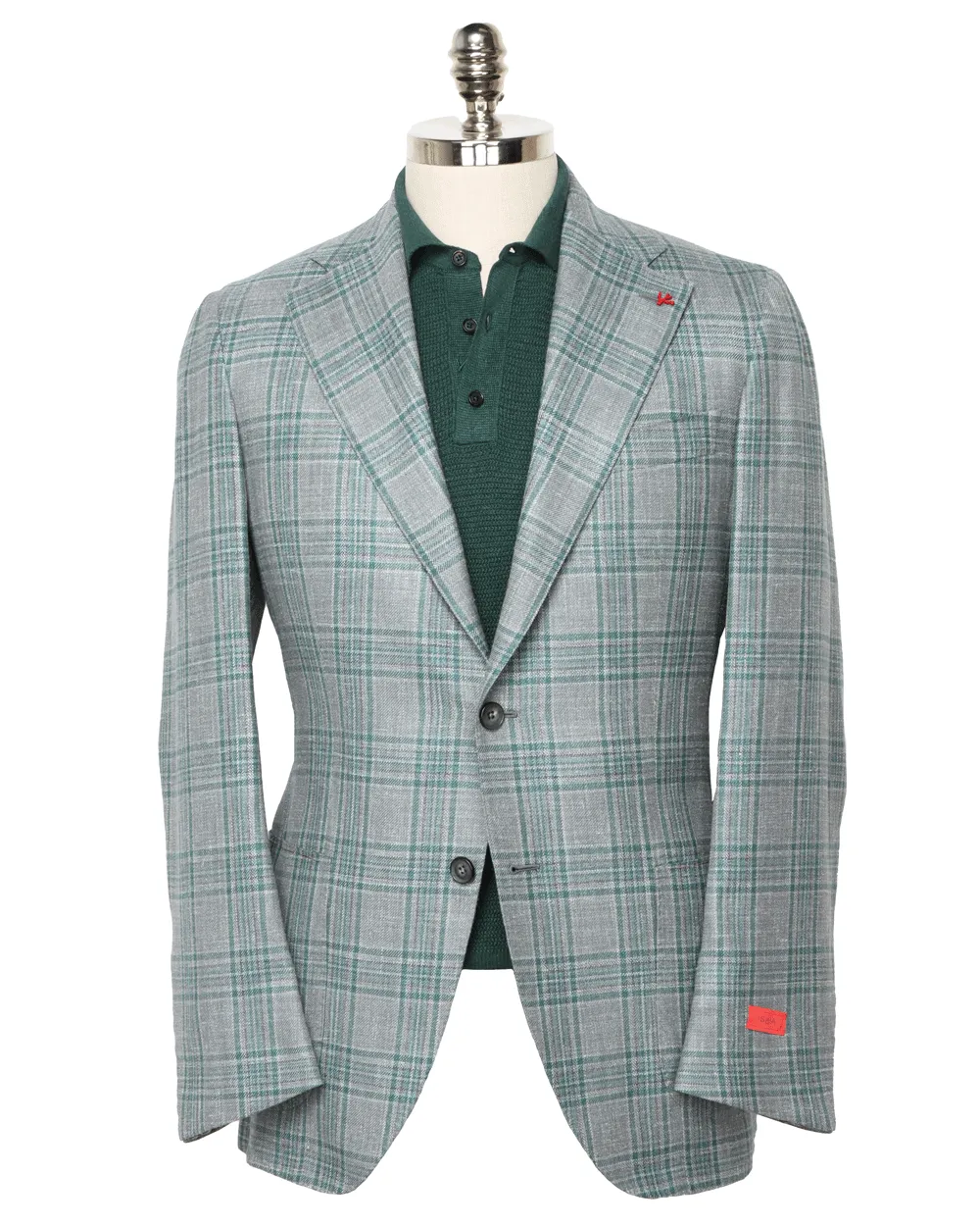 Mid Grey and Forest Green Plaid Sportcoat