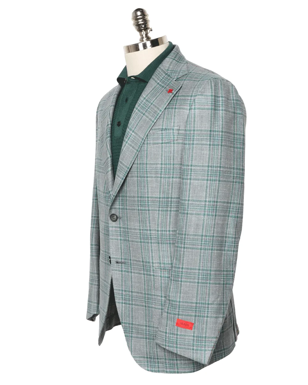 Mid Grey and Forest Green Plaid Sportcoat