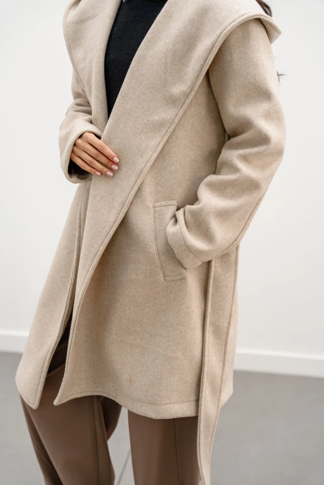 MIDI COAT WITH HOOD