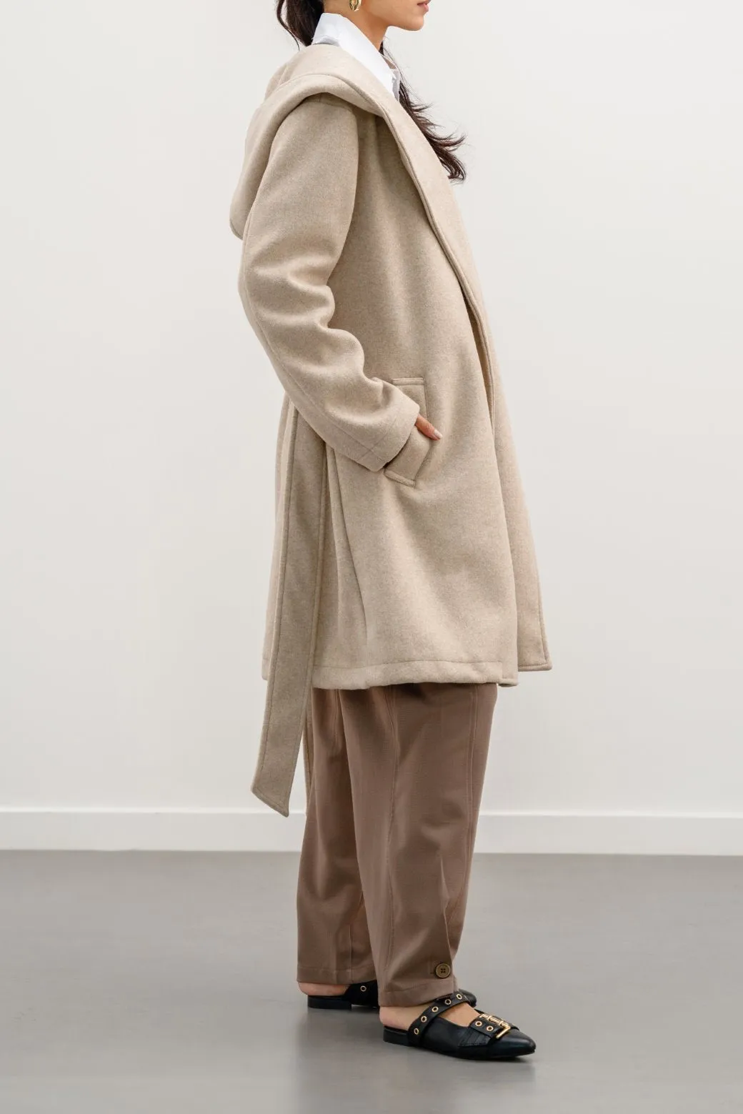 MIDI COAT WITH HOOD