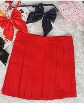 Midi Pleated Women Skirts High Waist Red A-Line Short Skirts Uniforms School Tartan Plaid Skirt Saias