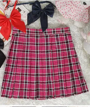 Midi Pleated Women Skirts High Waist Red A-Line Short Skirts Uniforms School Tartan Plaid Skirt Saias