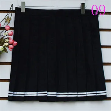 Midi Pleated Women Skirts High Waist Red A-Line Short Skirts Uniforms School Tartan Plaid Skirt Saias