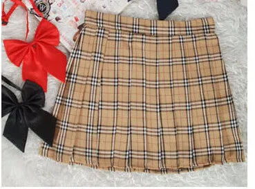 Midi Pleated Women Skirts High Waist Red A-Line Short Skirts Uniforms School Tartan Plaid Skirt Saias