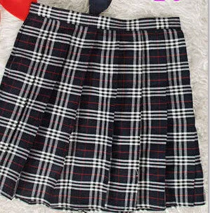 Midi Pleated Women Skirts High Waist Red A-Line Short Skirts Uniforms School Tartan Plaid Skirt Saias