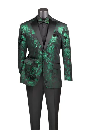 Modern Fit Velvet Jacket Metallic Design Emerald BM-02