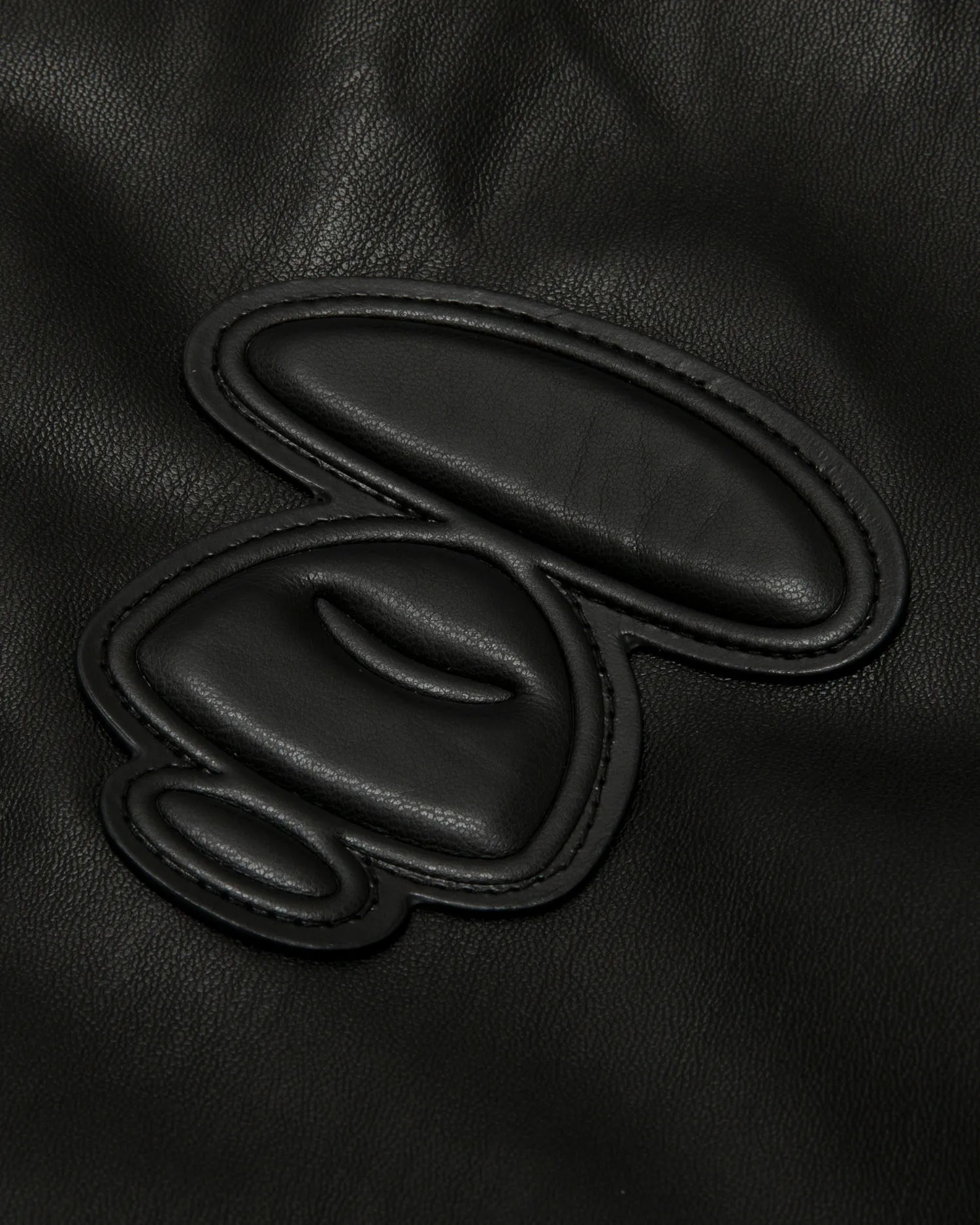 Moonface logo hooded faux leather jacket