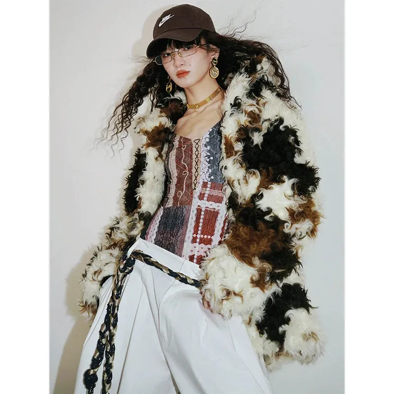 Multicolored Faux Fur Coat