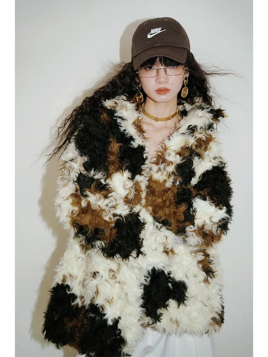 Multicolored Faux Fur Coat