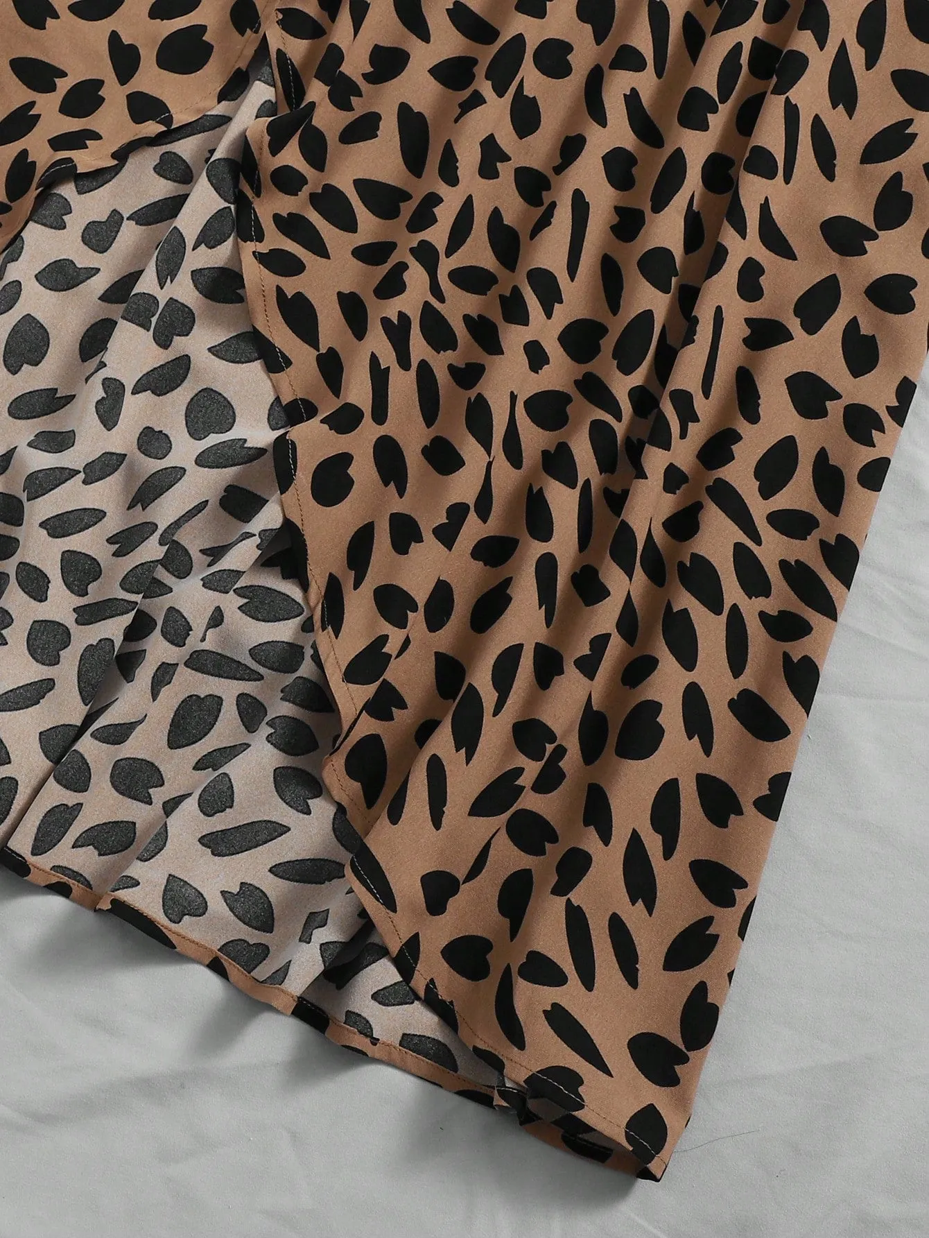 Mulvari Letter Graphic Top & Tie Front Asymmetrical Hem Allover Print Skirt Set