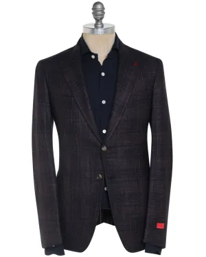 Navy and Rust Wool Blend Plaid Sportcoat