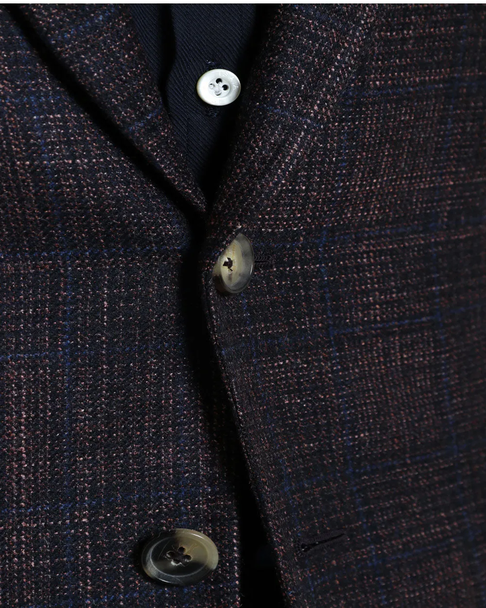Navy and Rust Wool Blend Plaid Sportcoat