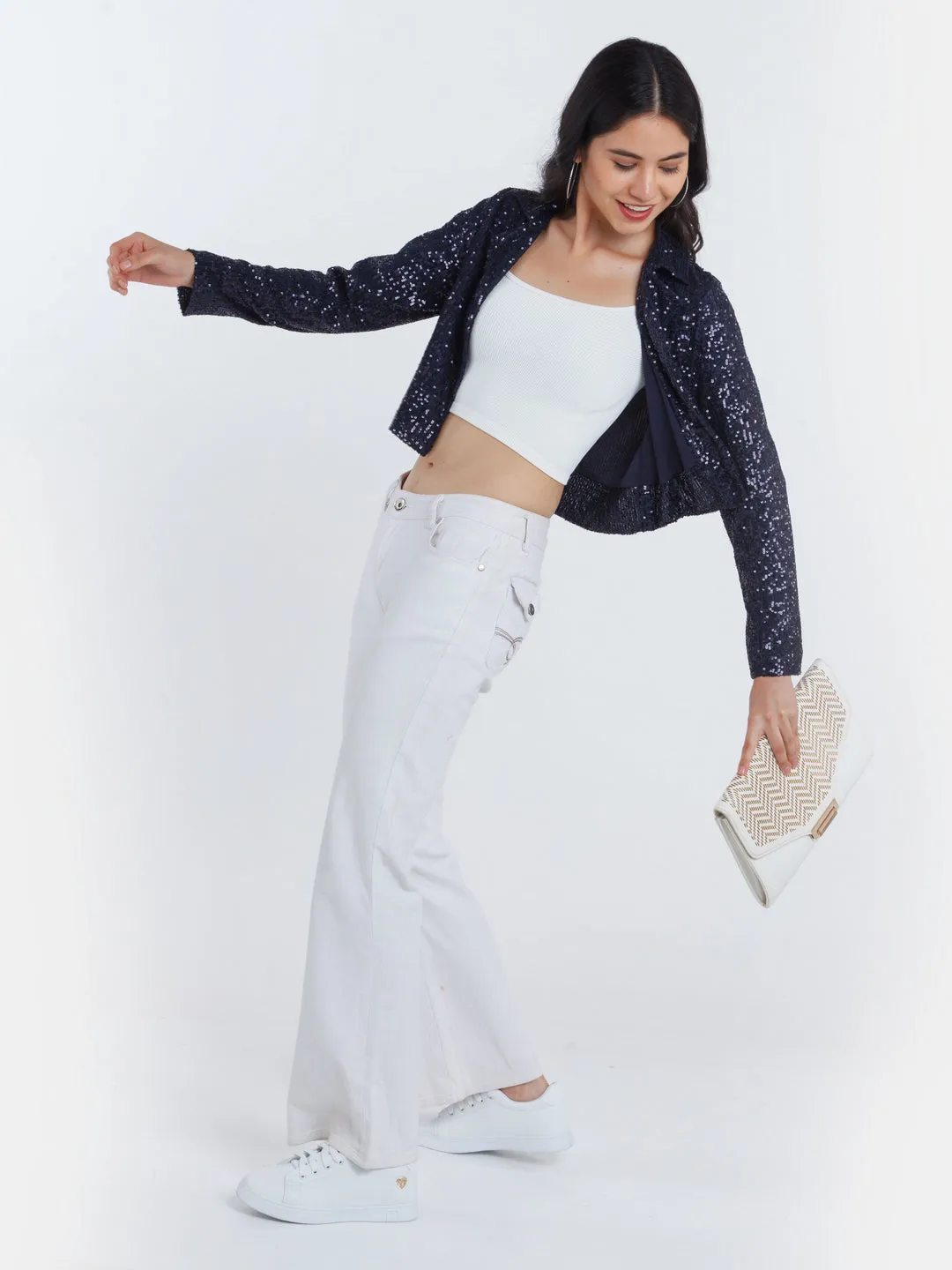 Navy Blue Solid Blazer