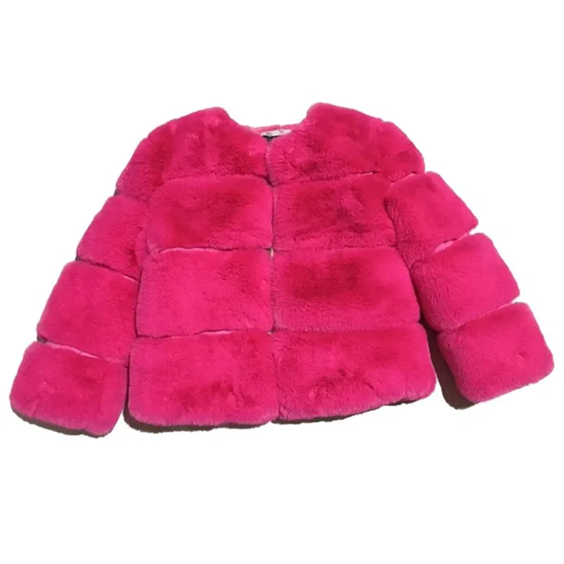 New Girls Winter Fur Coat Elegant Teenage Girl Faux Fur Jackets Thick Coats Warm Parkas Children Outerwear 1-10Yrs Girls Clothes