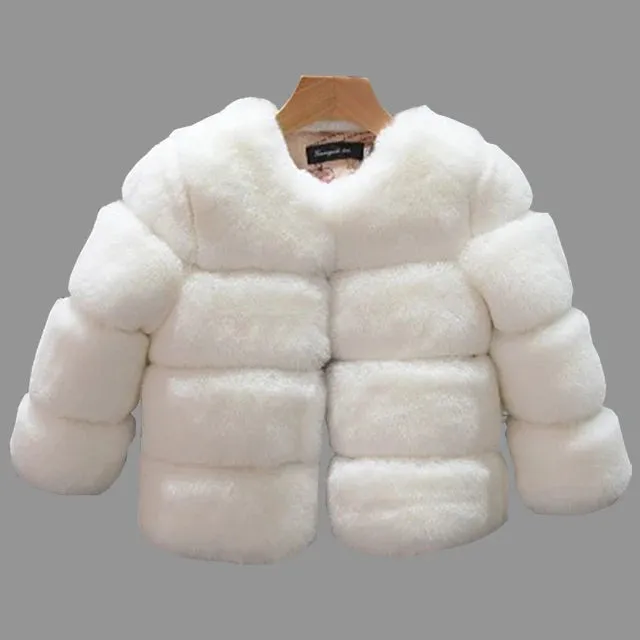 New Girls Winter Fur Coat Elegant Teenage Girl Faux Fur Jackets Thick Coats Warm Parkas Children Outerwear 1-10Yrs Girls Clothes