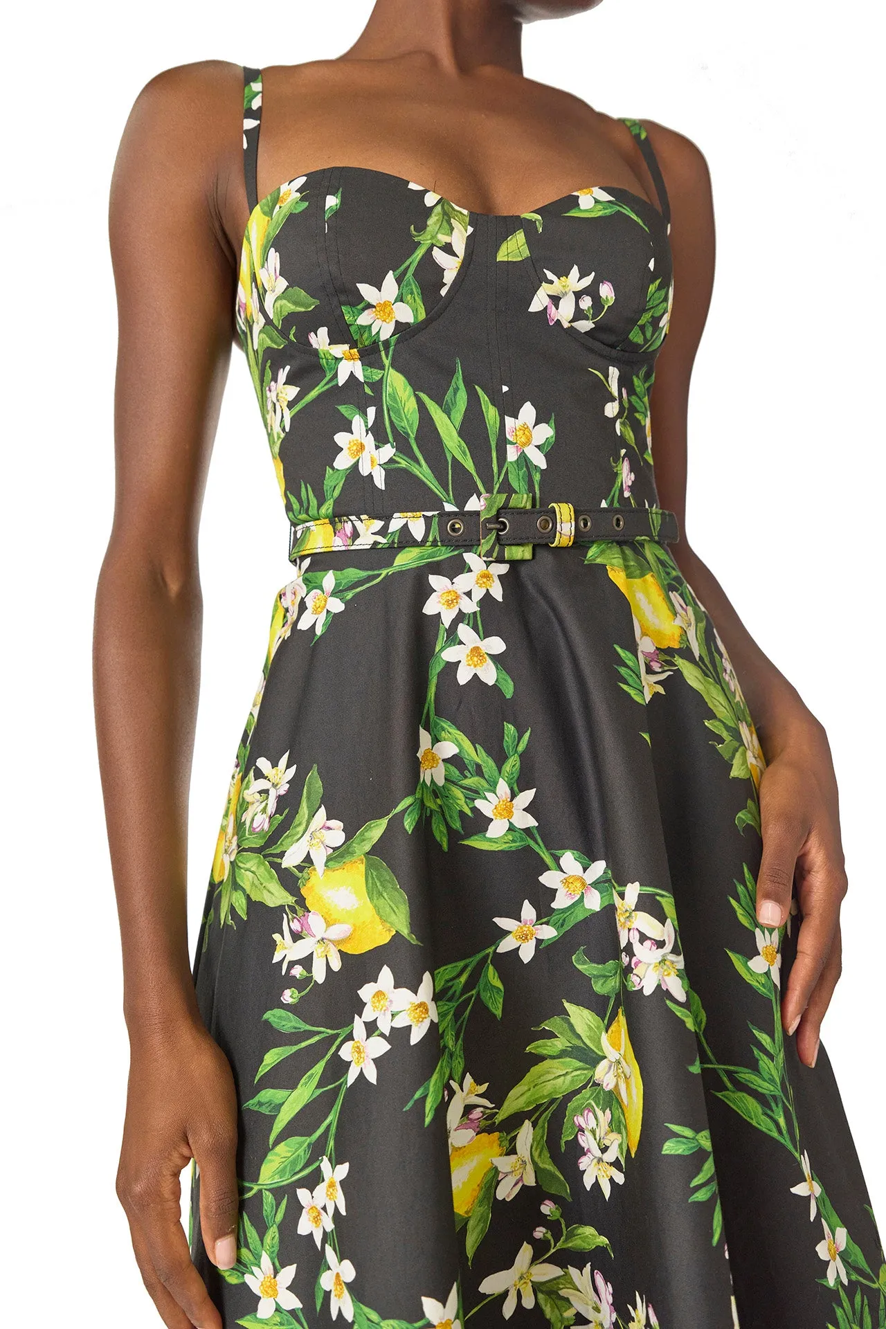 Noir Lemon Print Corseted Dress
