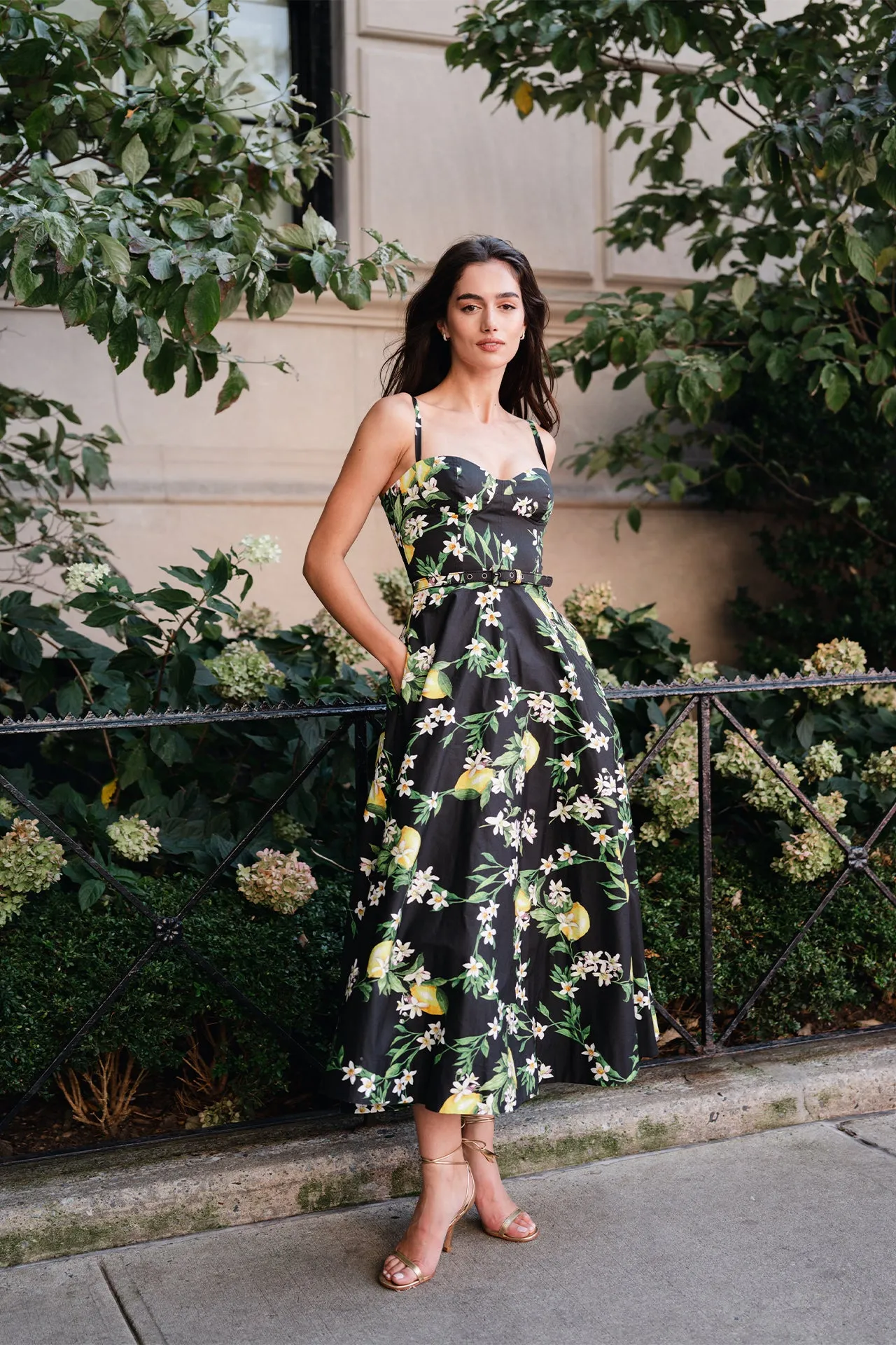 Noir Lemon Print Corseted Dress