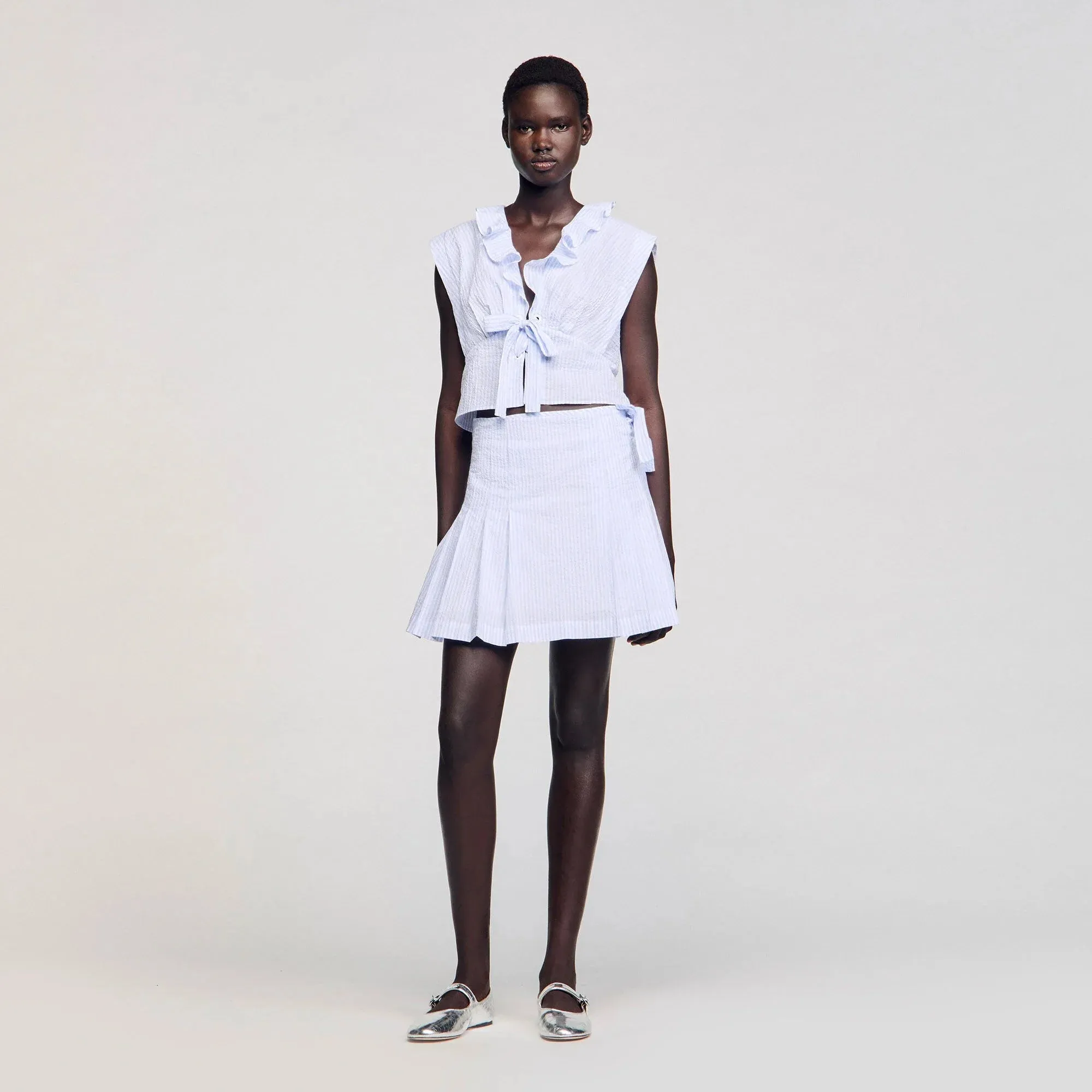 Noora Short Striped Skirt Ciel / Blanc
