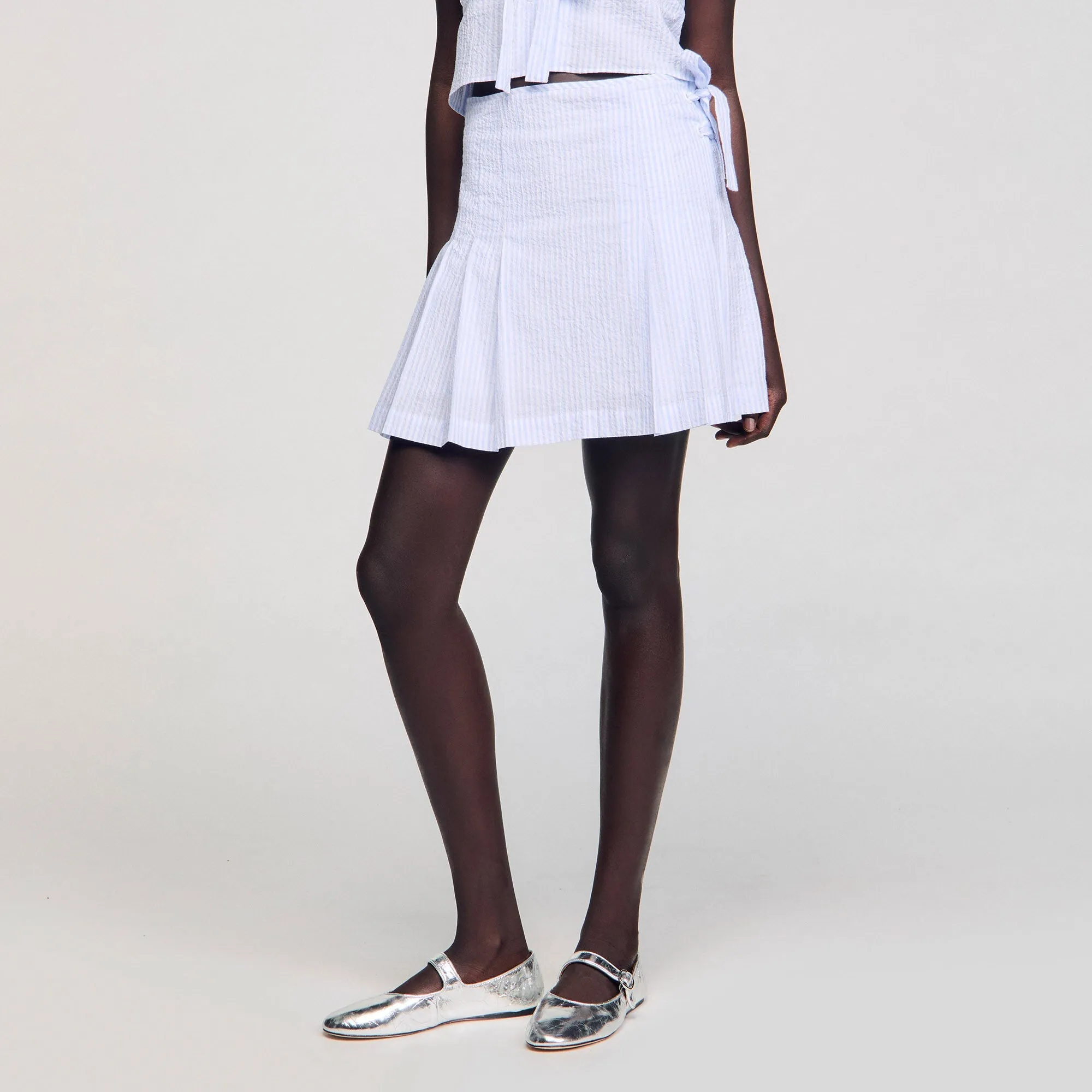 Noora Short Striped Skirt Ciel / Blanc