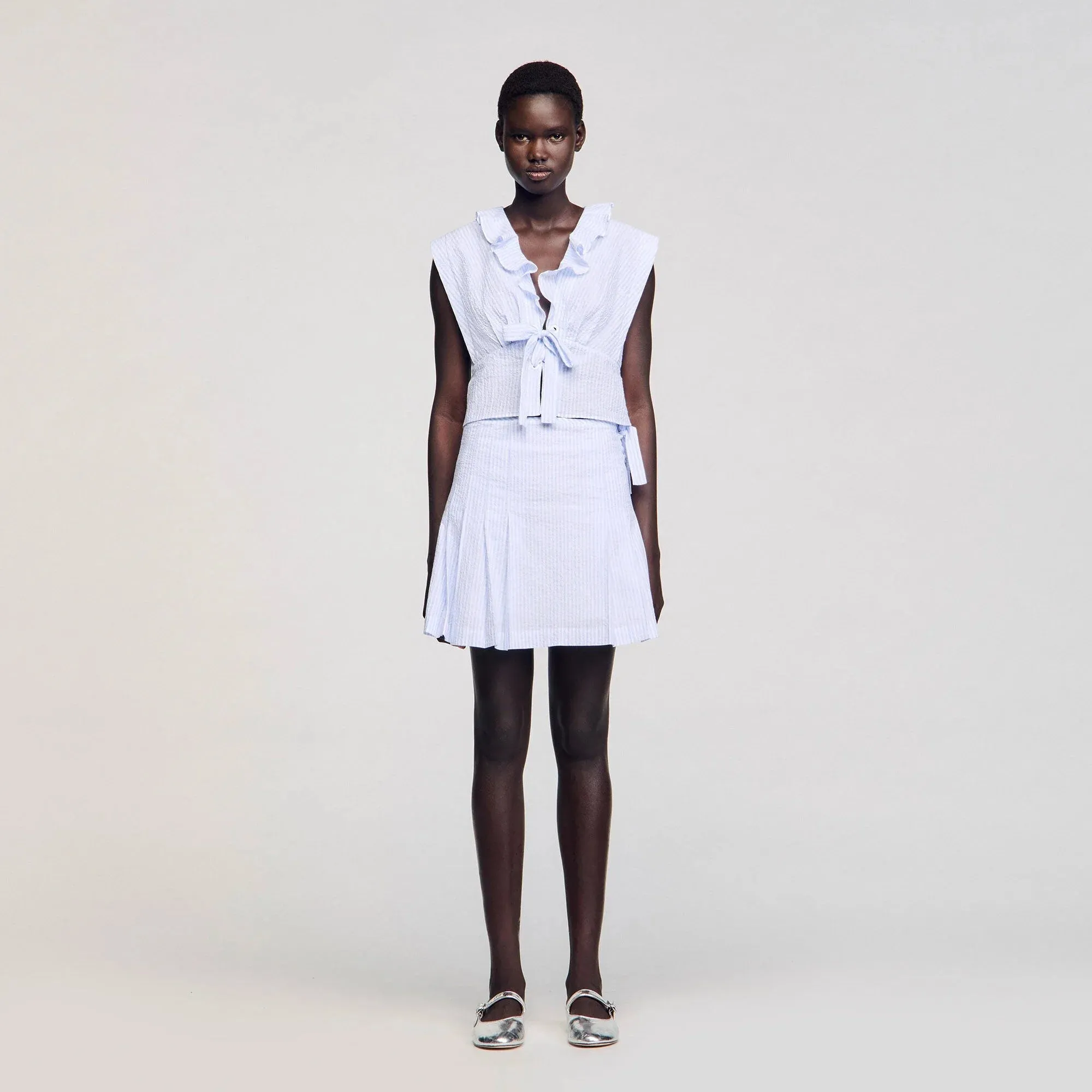 Noora Short Striped Skirt Ciel / Blanc