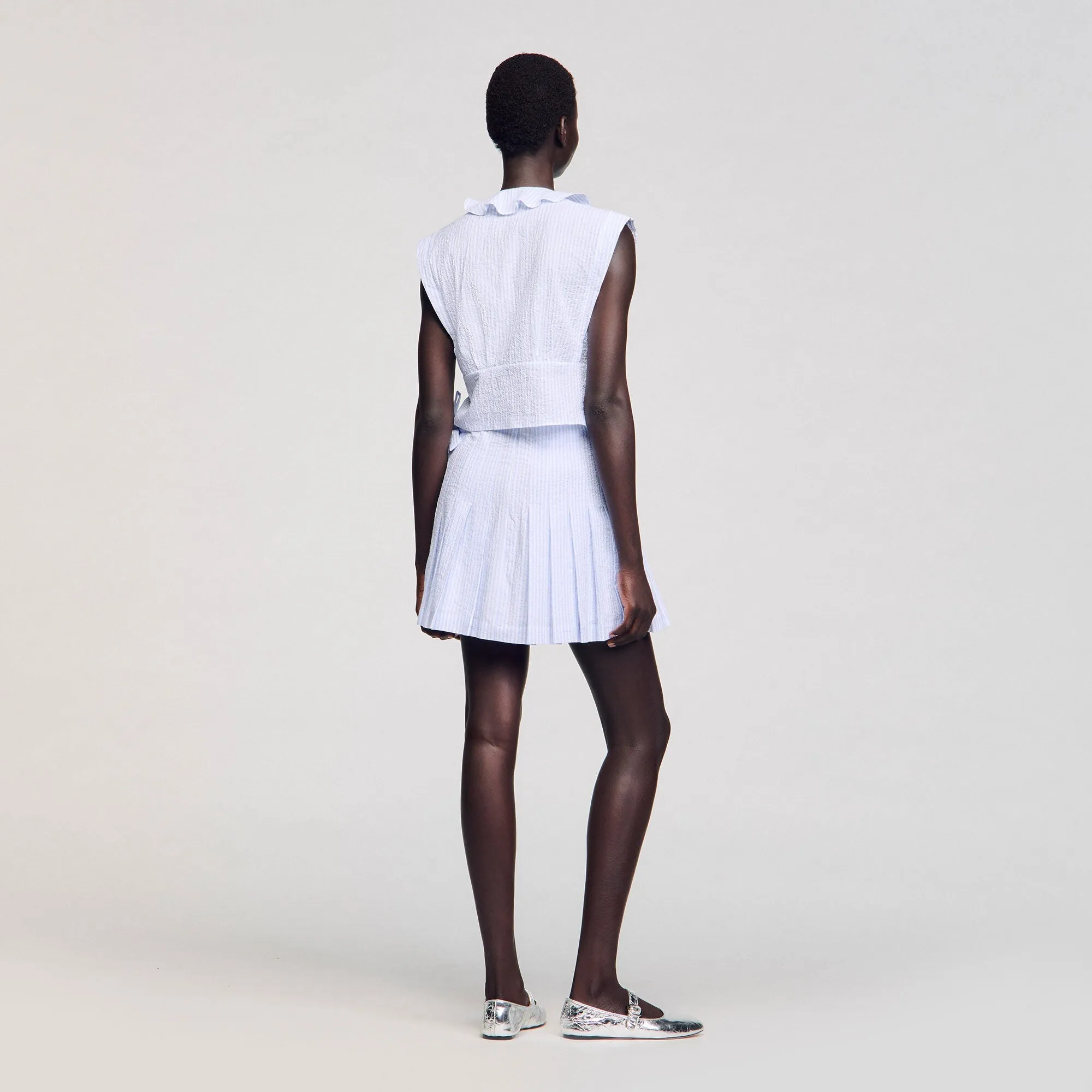 Noora Short Striped Skirt Ciel / Blanc