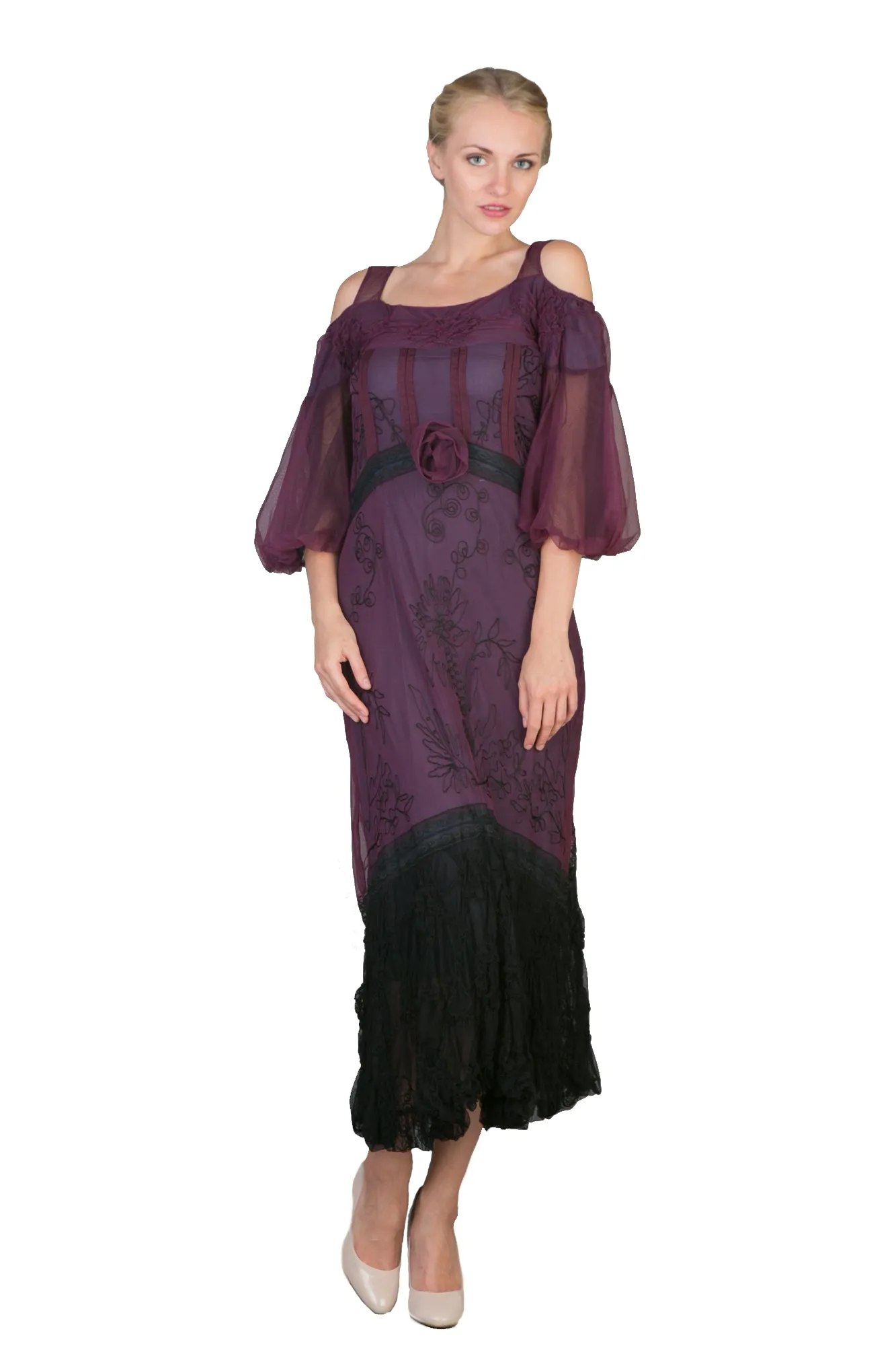 Off-Shoulder Vintage Style Party Dress in Purple by Nataya - SOLD OUT