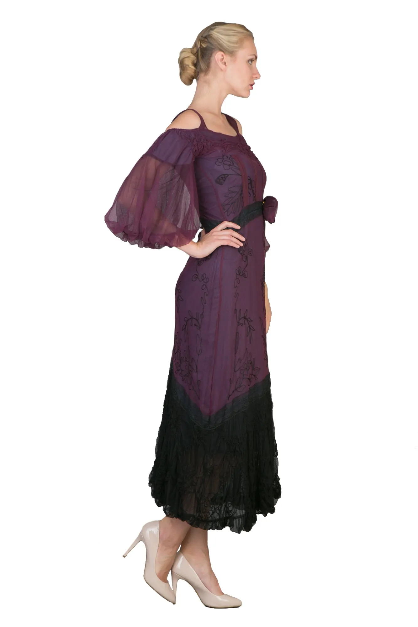 Off-Shoulder Vintage Style Party Dress in Purple by Nataya - SOLD OUT