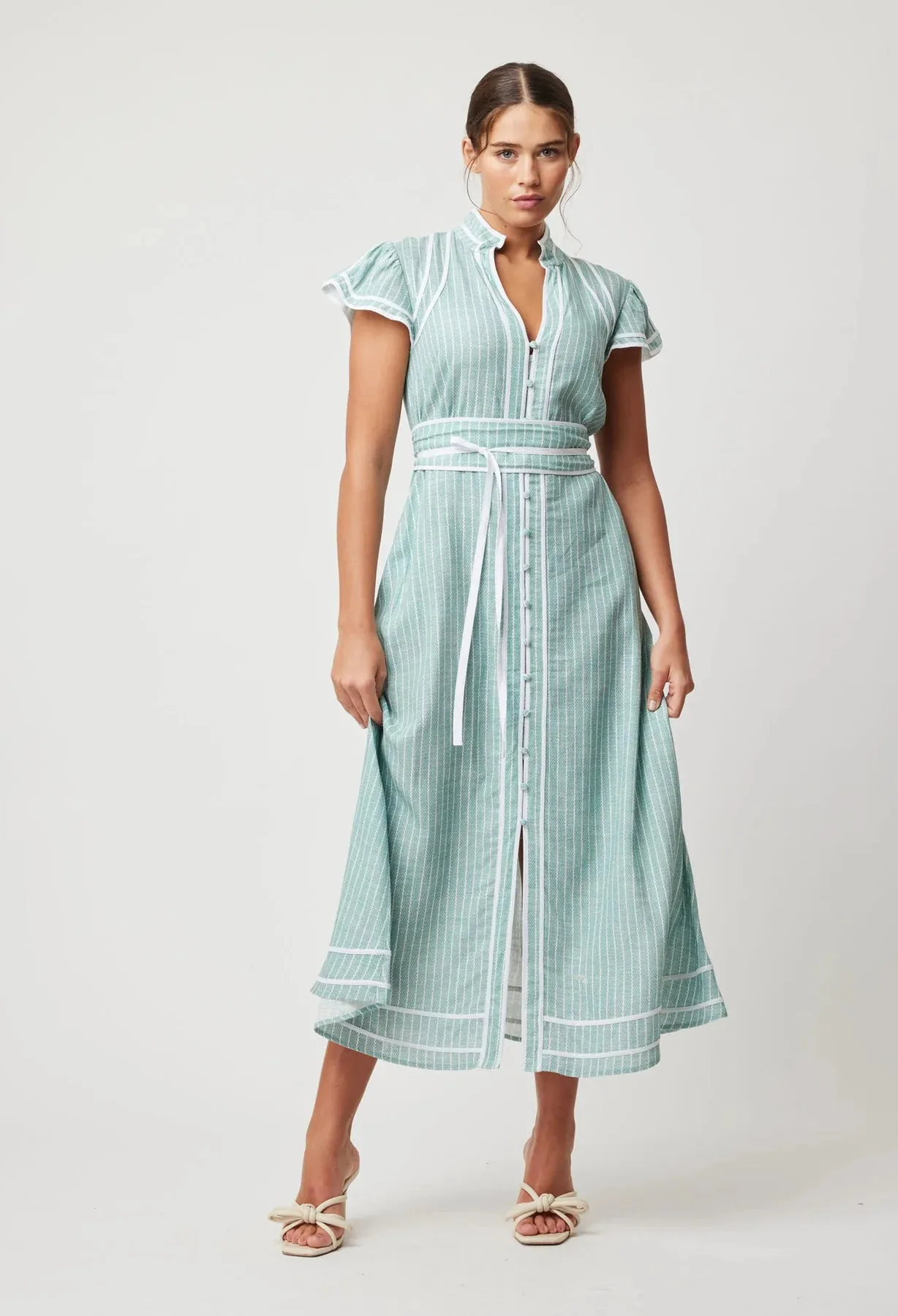 Once Was - Panama Linen Viscose Dress – Capri Stripe