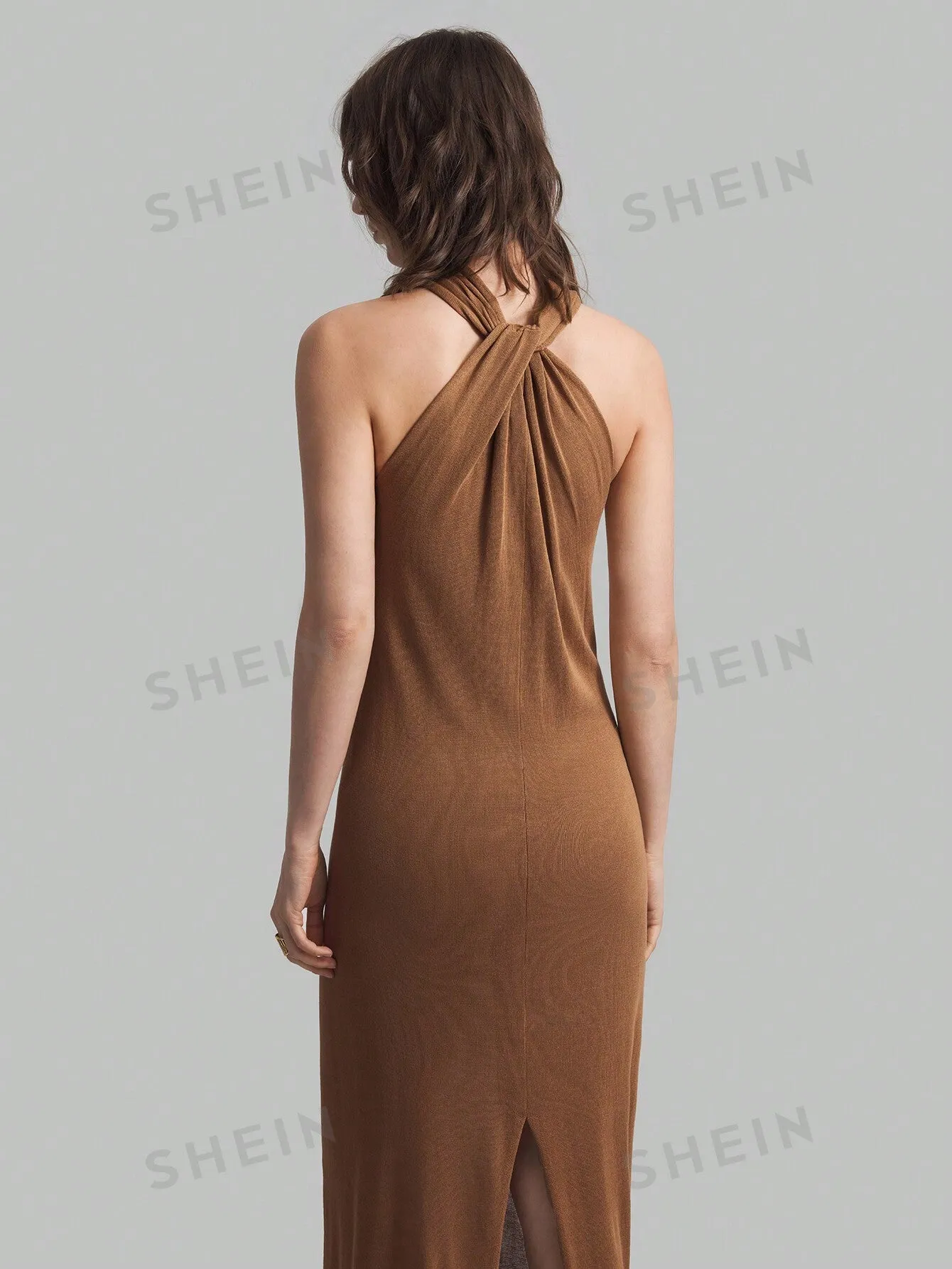 Ontre Women's Elegant Holiday Halter Neck Dress, Autumn Outfit For Vacation, Back To School And Outing