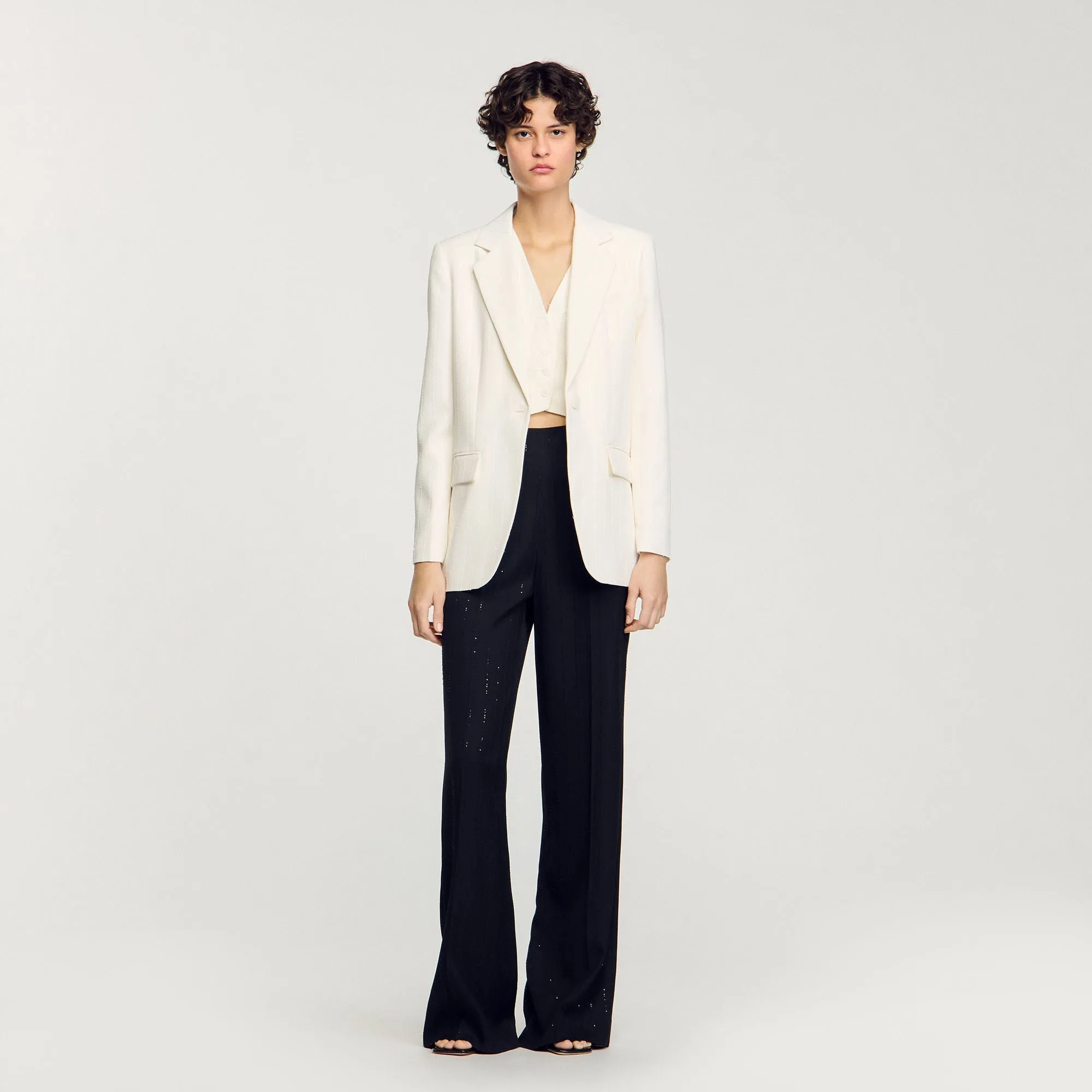 Opera Sequinned Suit Jacket Ecru